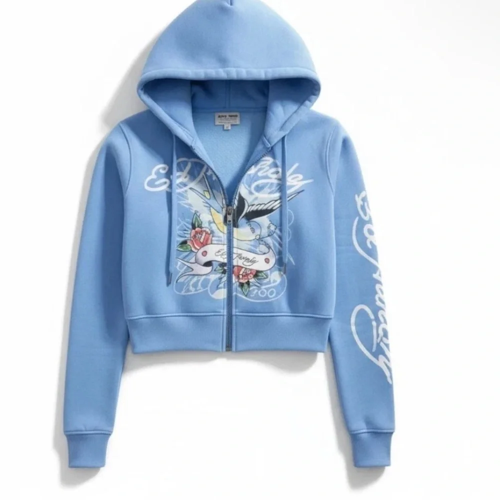 Ed Hardy Baby Blue Bird Zip Up Hoodie - Picture 1 of 7